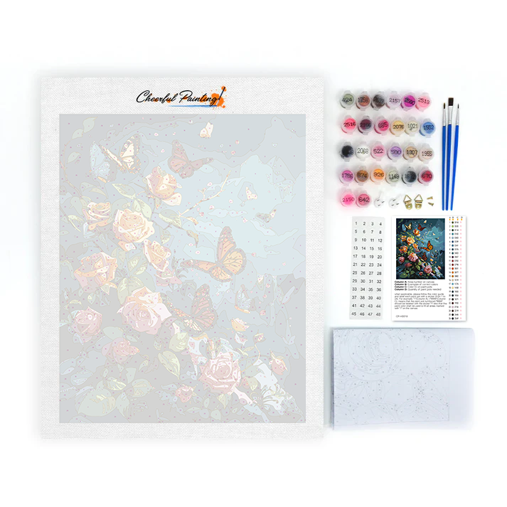 Papillons et roses – Peinture par numéros