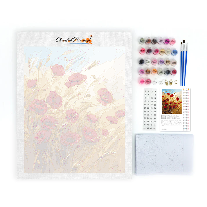 Champ de blé et fleurs – Peinture par numéros