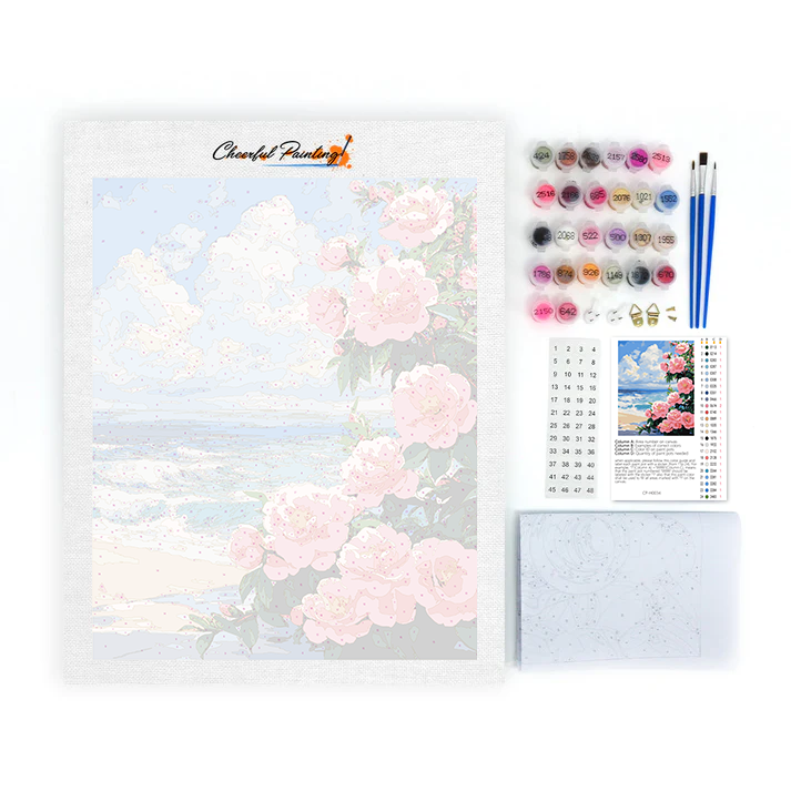 Camélia au bord de la mer – Peinture par numéros