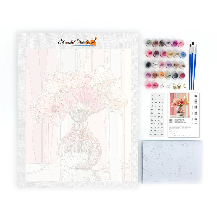 Vase élégant avec tulipes roses et blanches - Peinture par numéros