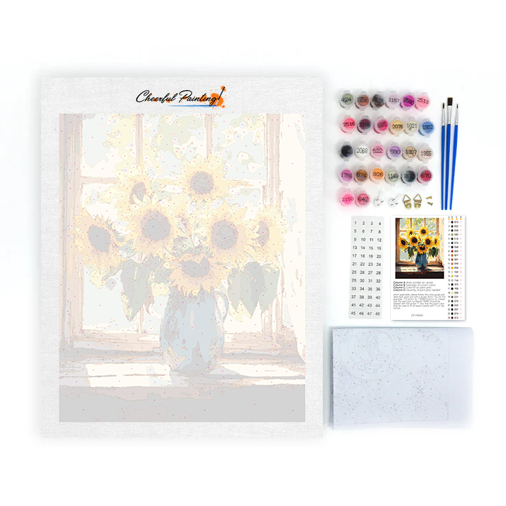Tournesols à la Fenêtre - Peinture par Numéros
