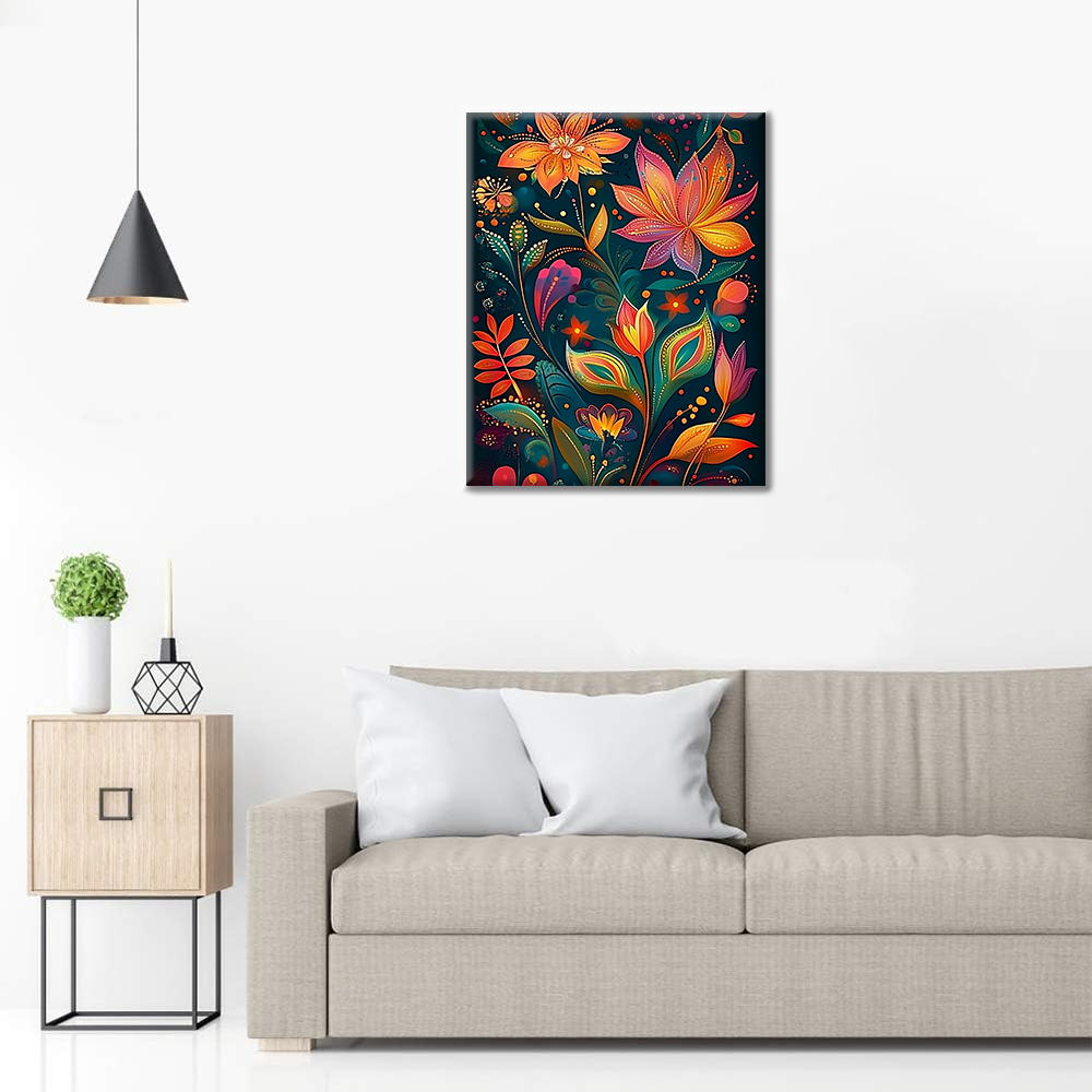 Fleur Totem - Peinture par Numéros
