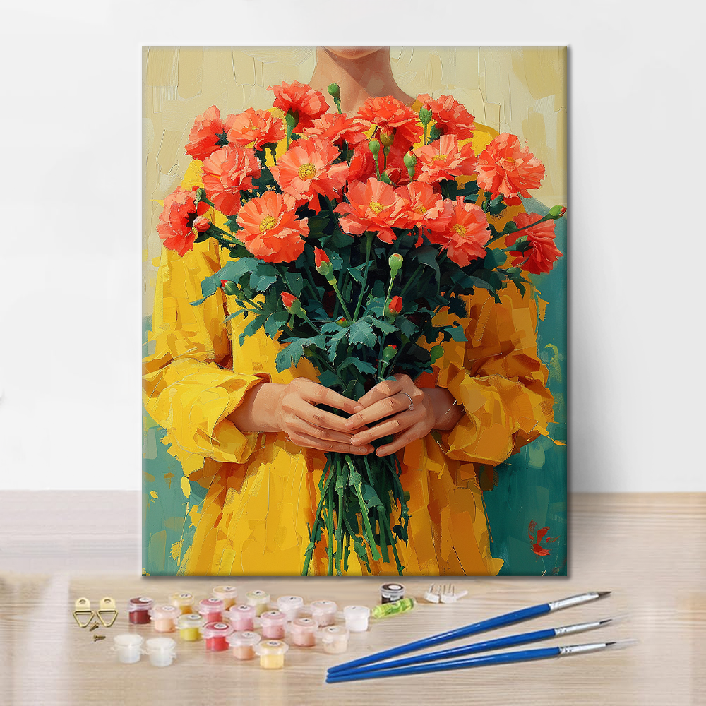 Tenant des œillets – Peinture par numéros