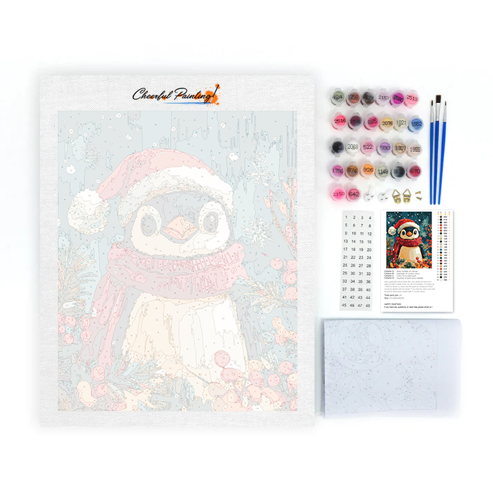 Pingouin de Noël - Peinture par numéros