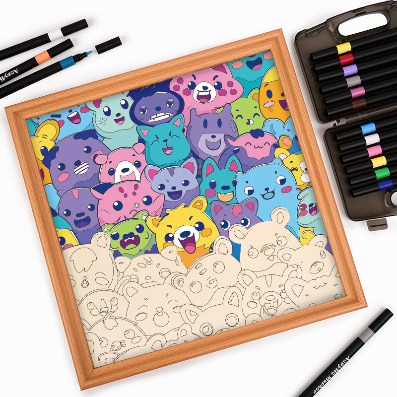 La Bande des Bêtes Puzzle en bois à colorier Cheerful painting® (FR) — free download