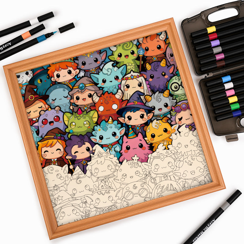 Puzzle à Colorier En Bois PetitsChaton – Chat Décoratif DIY Avec Marqueurs, Cadre Photo 30 Cm, Créatif Et éducatif