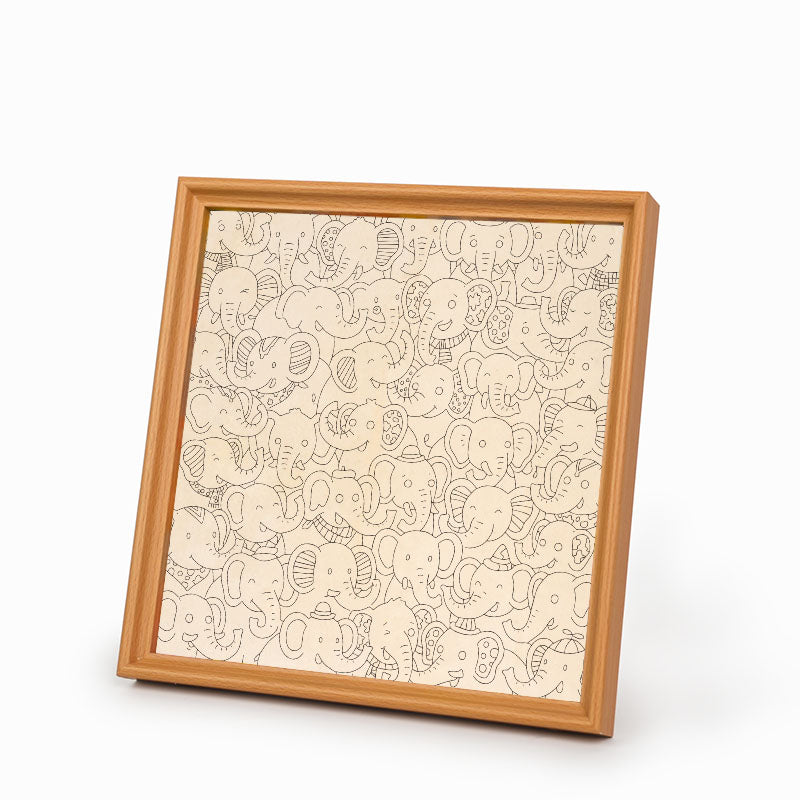 Fête des éléphants - Puzzle en bois à colorier