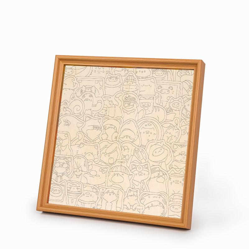 Animaux heureux - Puzzle en bois à colorier