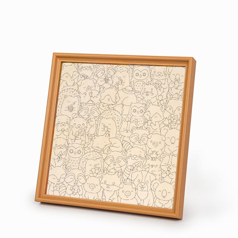 Adorables petits animaux - Puzzle en bois à colorier