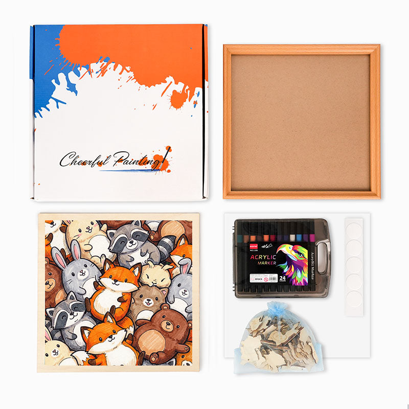 Les amis de la forêt - Puzzle en bois à colorier