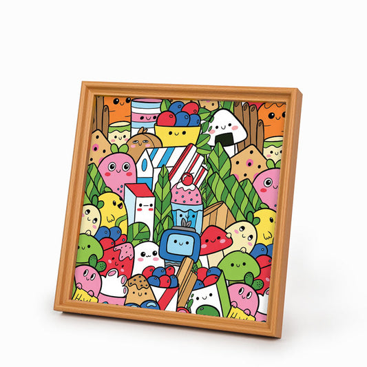 Amis gourmands - Puzzle en bois à colorier