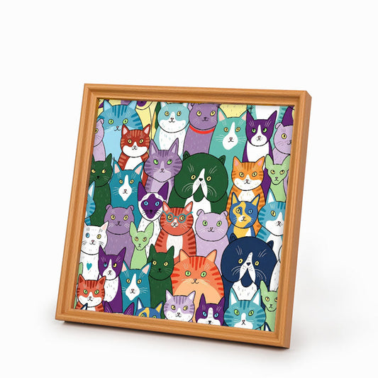 Chats étranges - Puzzle en bois à colorier