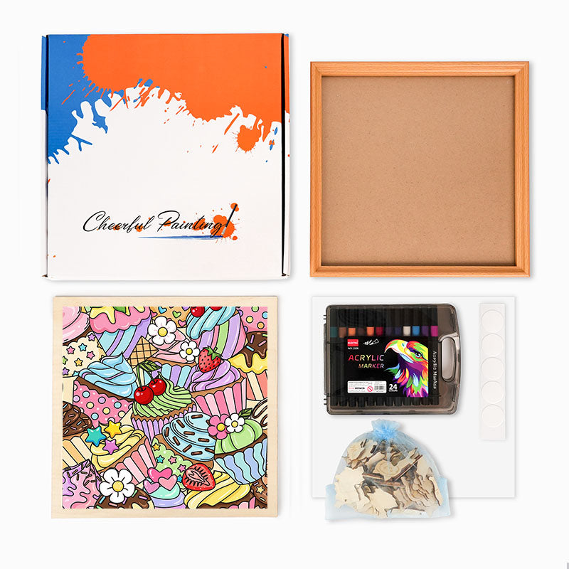 Adorables cupcakes - Puzzle en bois à colorier