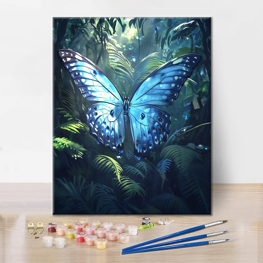 Papillon de Lune Bleue - Peinture par Numéros