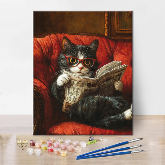 Chat Lisant - Peinture par Numéros