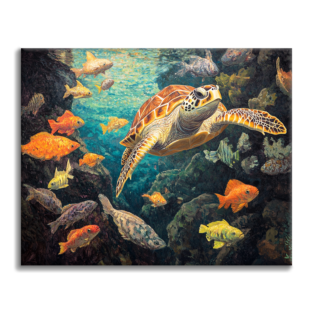 Tortues et Poissons - Peinture par Numéros