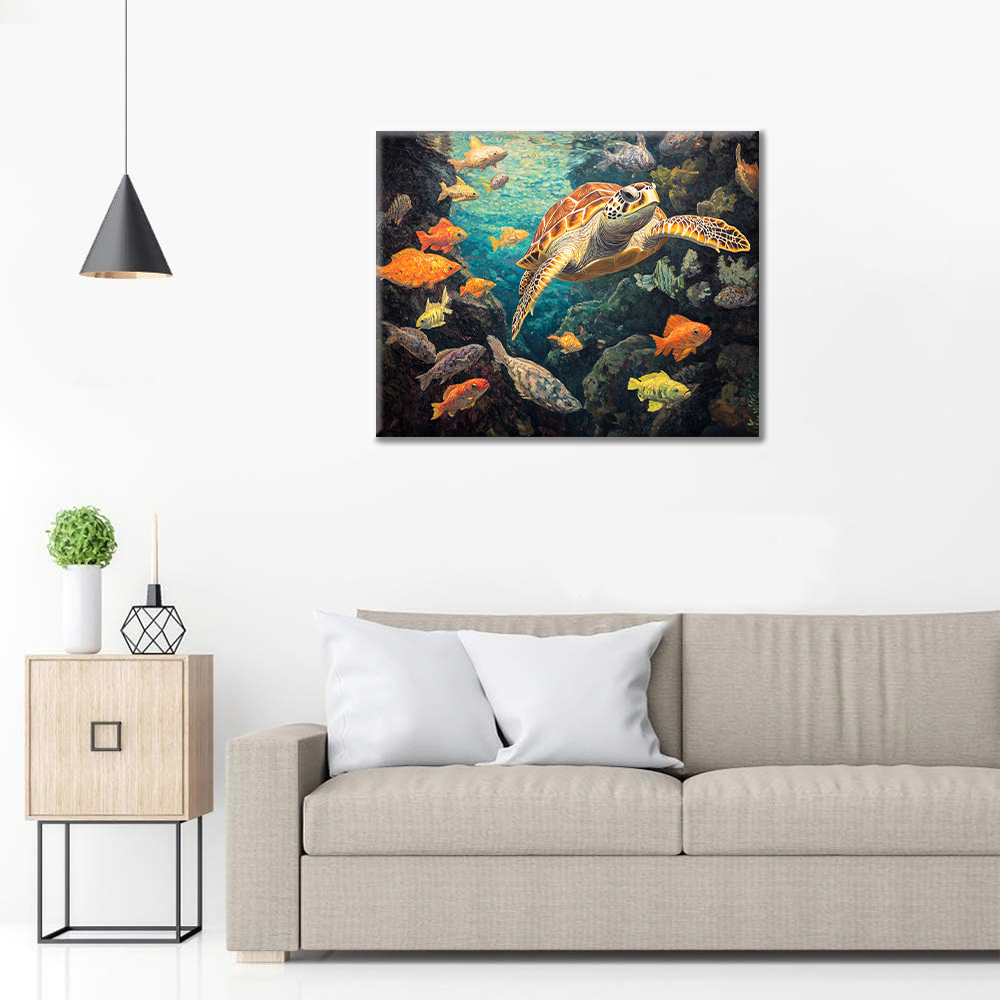 Tortues et Poissons - Peinture par Numéros