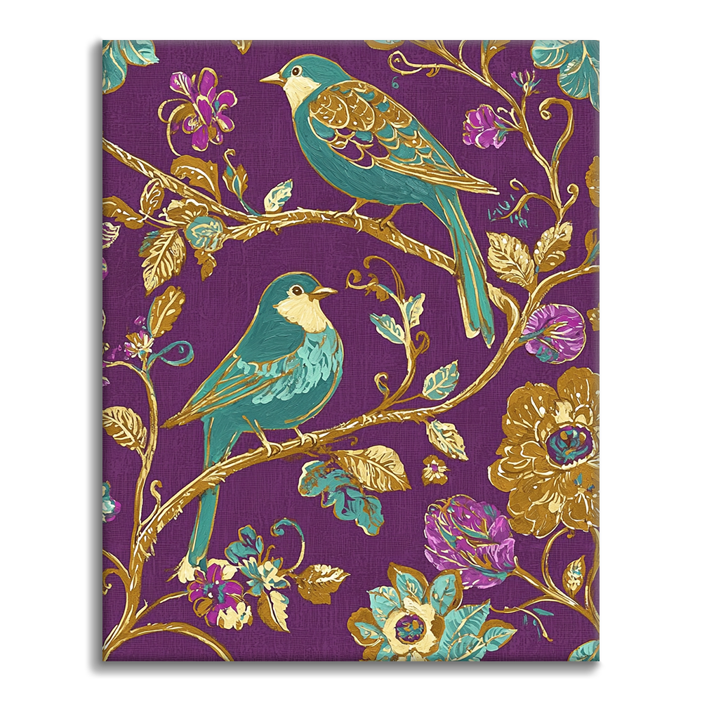 Oiseau Bohème à Bordure Dorée - Peinture par Numéros