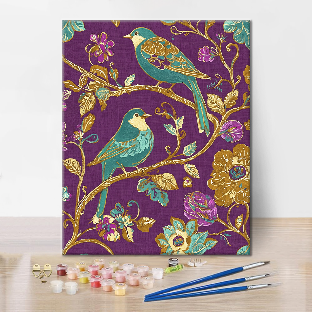 Oiseau Bohème à Bordure Dorée - Peinture par Numéros
