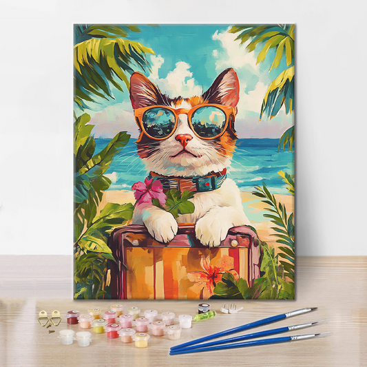 Chat en vacances - Peinture par numéros