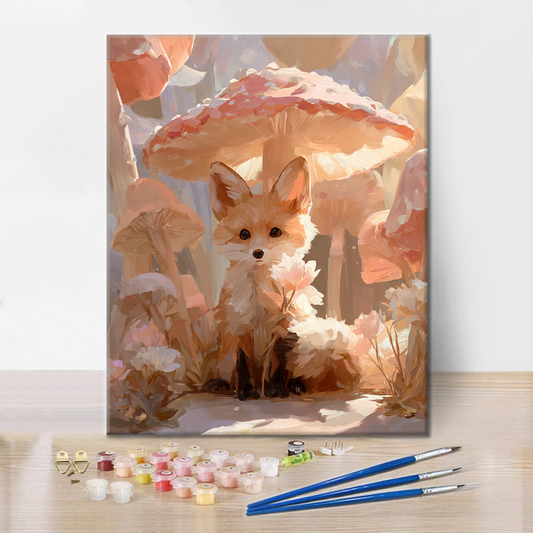 Renard sous le champignon - Peinture par numéros
