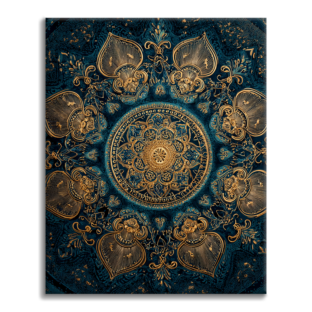 Mandala Lotus Doré - Peinture par Numéros