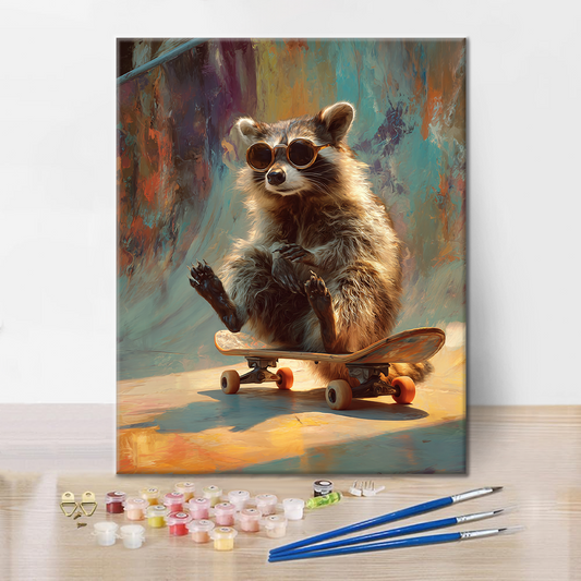 Skateboard raton laveur - Peinture par numéros