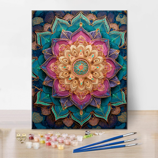 Mandala Fleur Arc-en-ciel - Peinture par numéros
