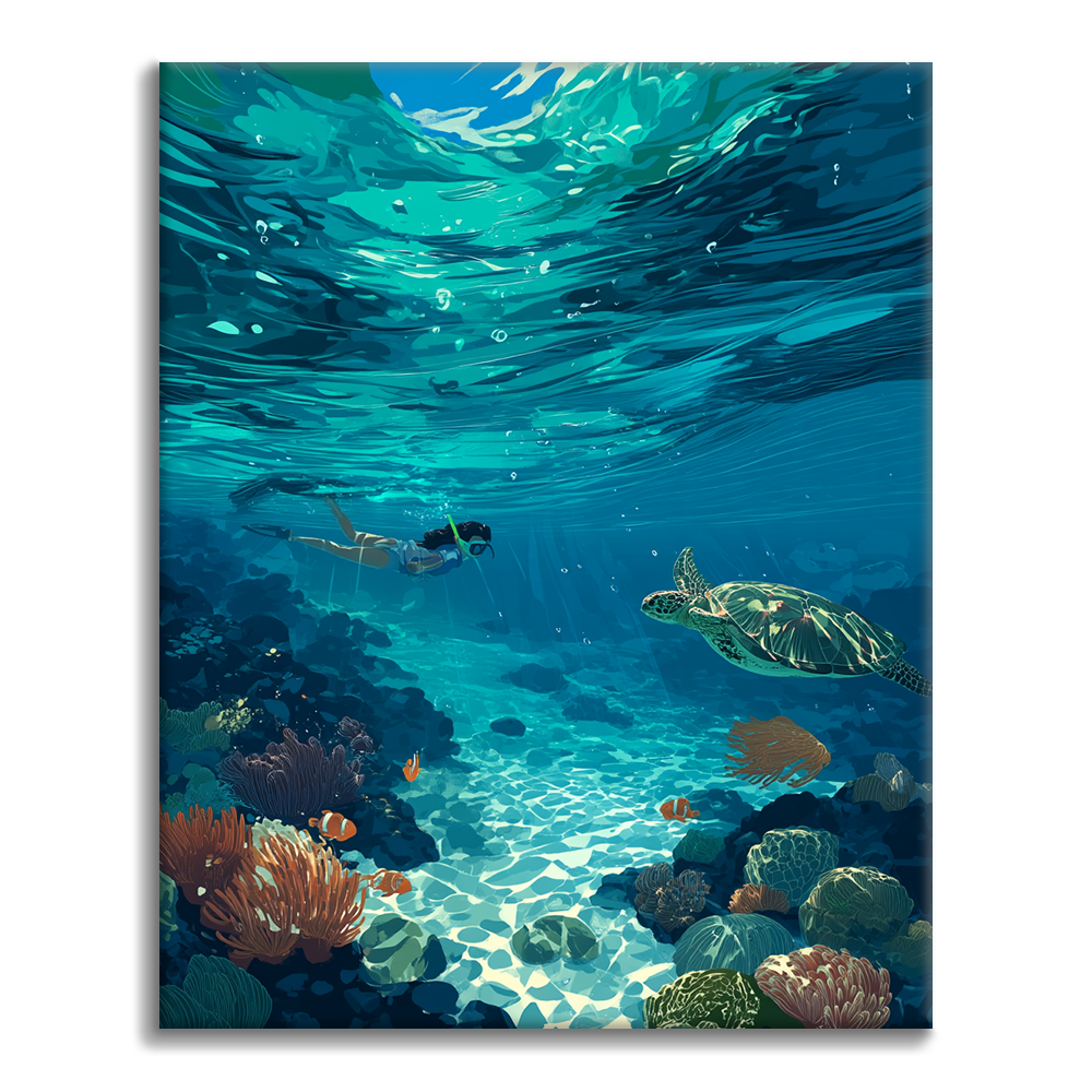 Plongée avec tuba à Bali - Peinture par numéros