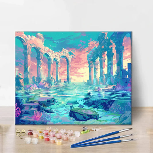 Ruines antiques sous-marines - Peinture par numéros