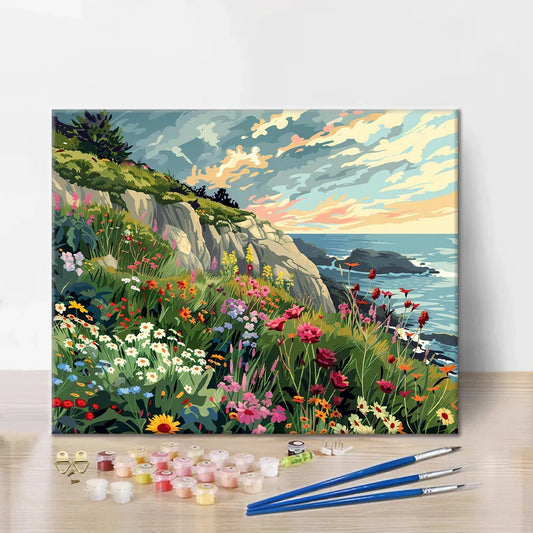 Champ de fleurs côtier - Peinture par numéros