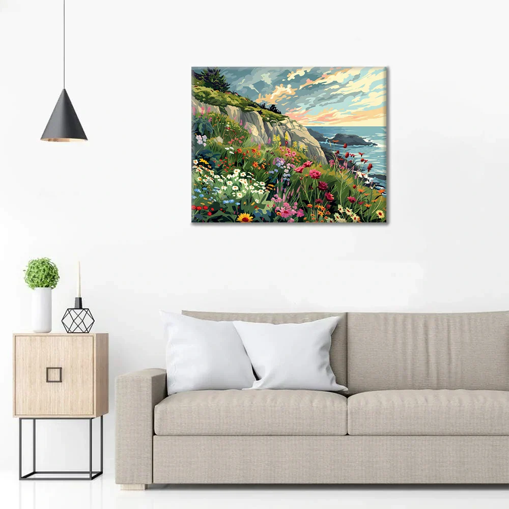 Champ de fleurs côtier - Peinture par numéros