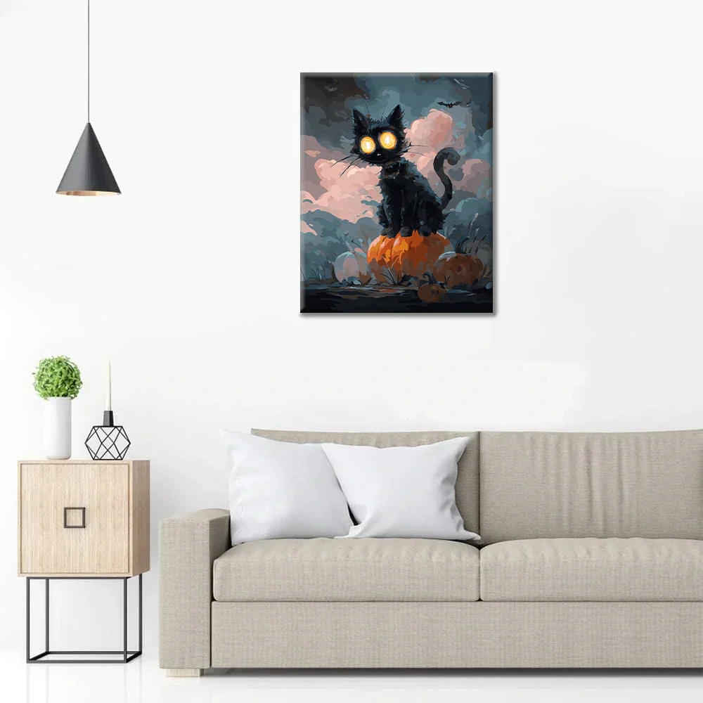 Chat noir d'Halloween - Peinture par numéros