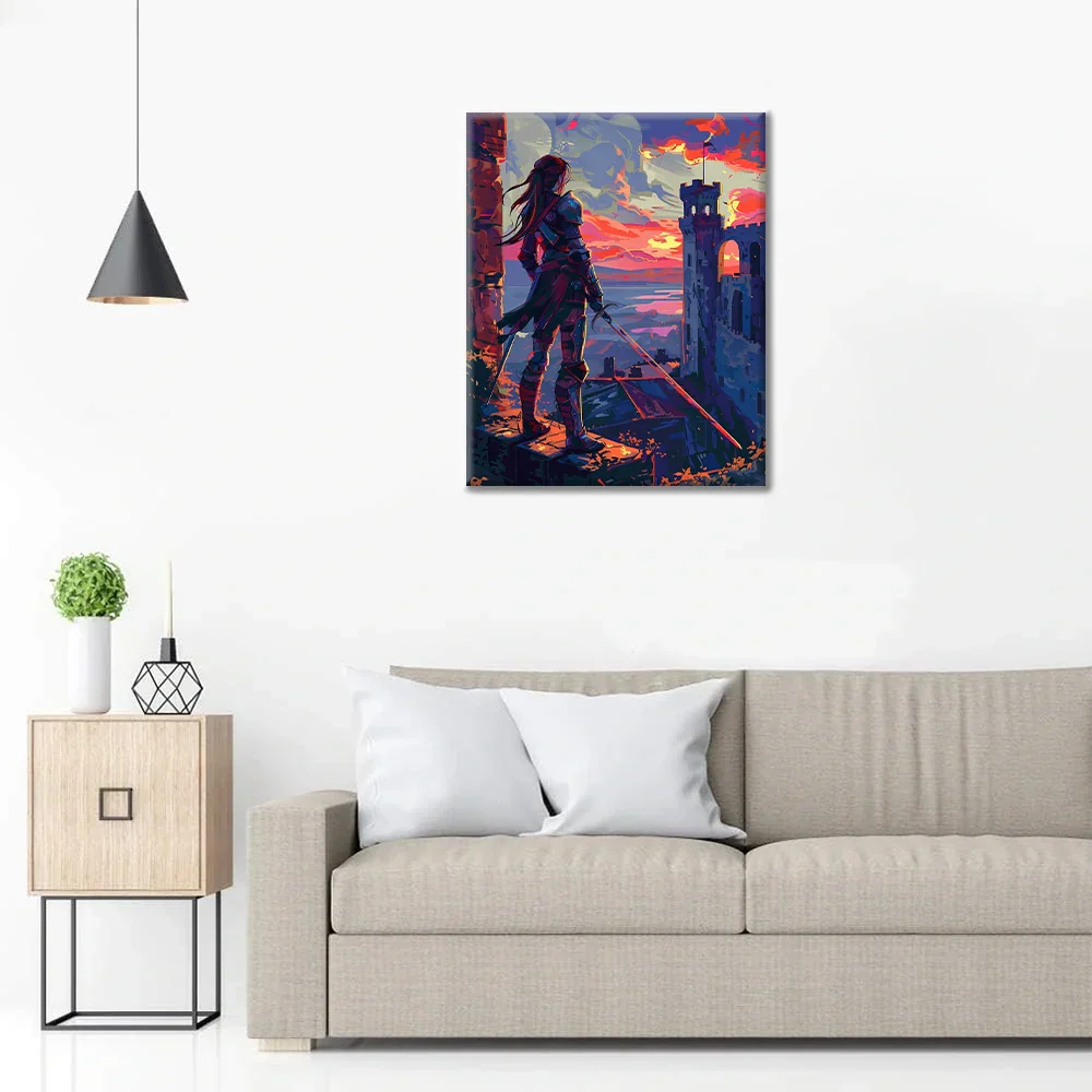 Guerrier au coucher du soleil - Peinture par numéros