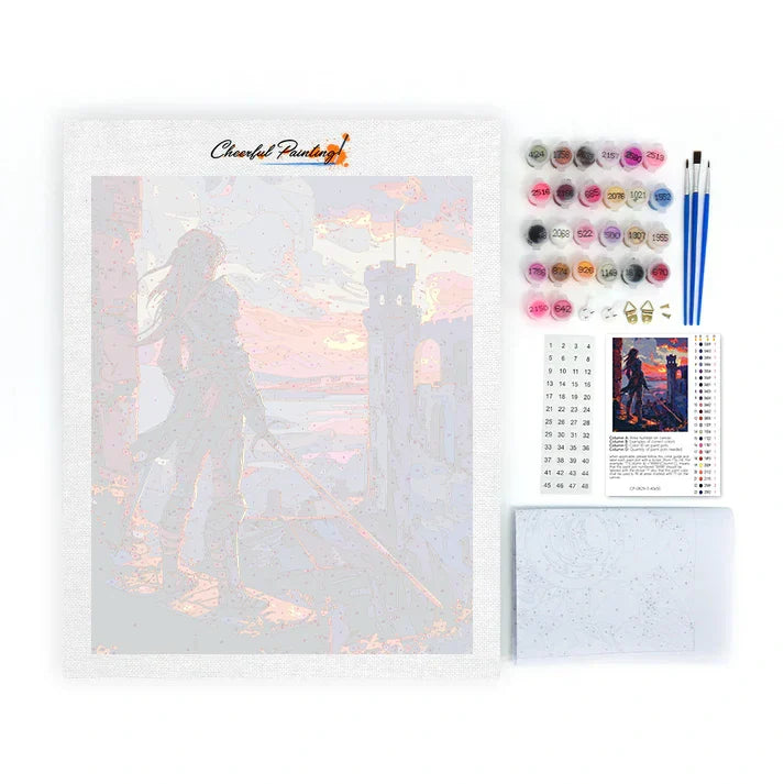 Guerrier au coucher du soleil - Peinture par numéros