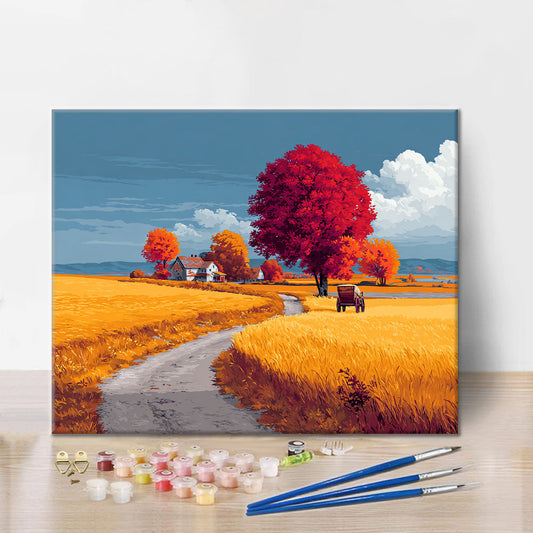 Promenade en campagne en automne - Peinture par numéros