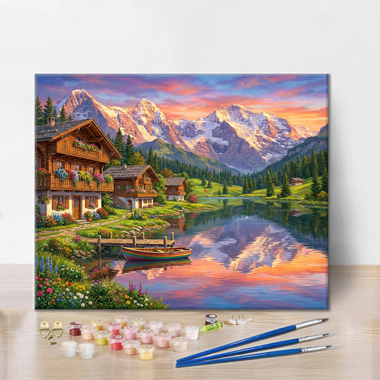 Coucher de soleil alpin suisse - Peinture par numéros