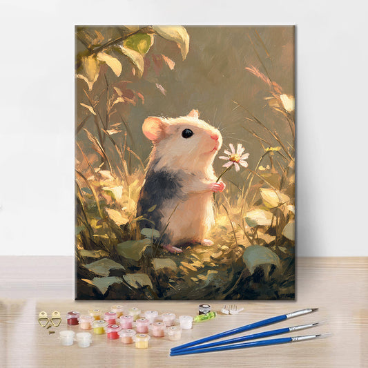 Le hamster et la fleur - Peinture par numéros