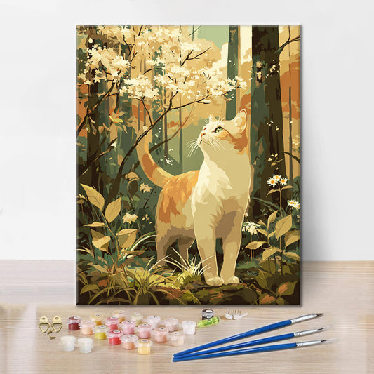 Chat au printemps - Peinture par numéros