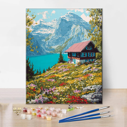 Chalet suisse - Peinture par numéros