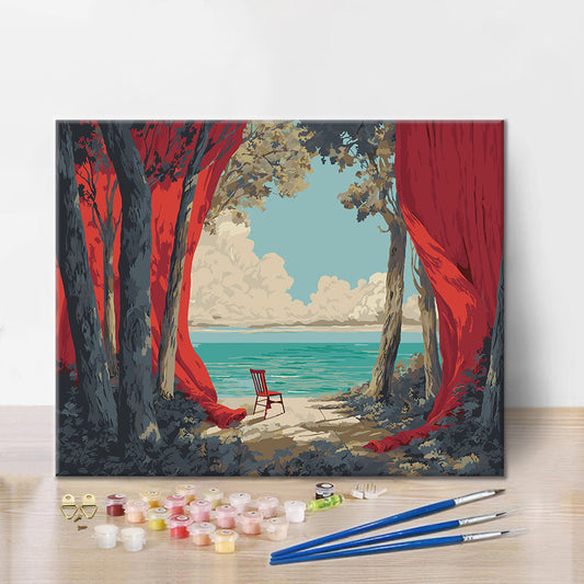 La mer derrière le rideau - Peinture par numéros