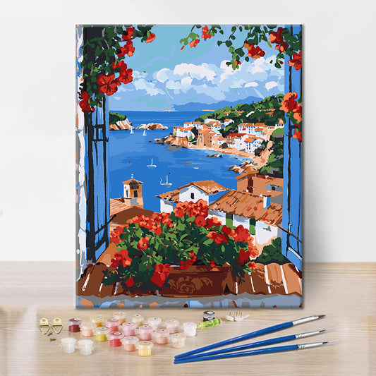 Géraniums de balcon - Peinture par numéros