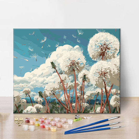 Champ de pissenlits - Peinture par numéros