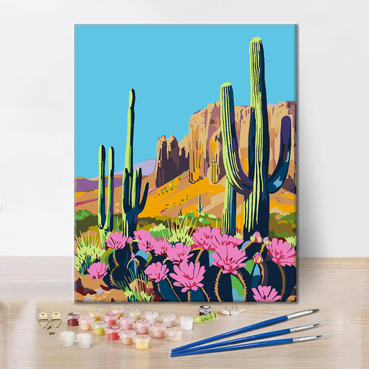 Fleur de cactus du désert - Peinture par numéros