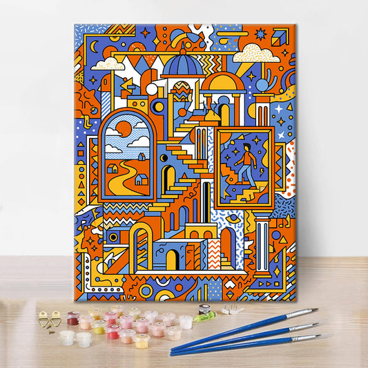 Paysage géométrique onirique - Peinture par numéros