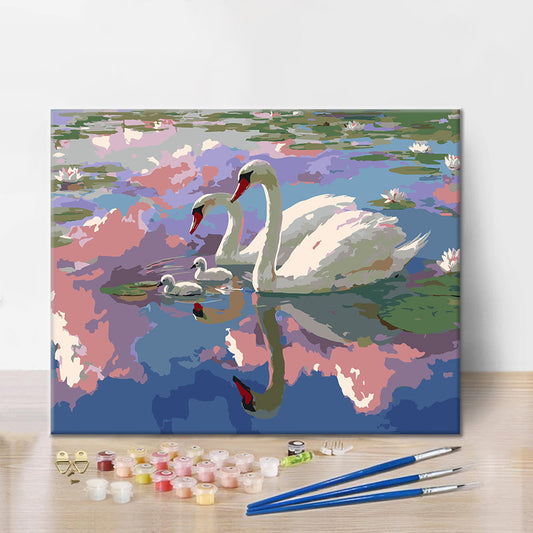 Cygnes de la lagune - Peinture par numéros