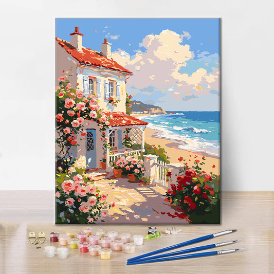 Seaside Rose Cottage - Peinture par numéros