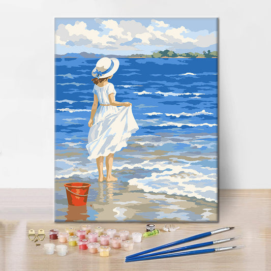 Fille sur la plage – Peinture par numéros