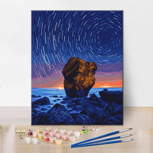 Traînées d'étoiles au-dessus de la mer - Peinture par numéros