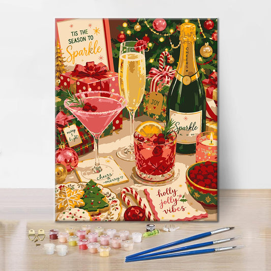 Boissons de Noël et éclat – Peinture par numéros